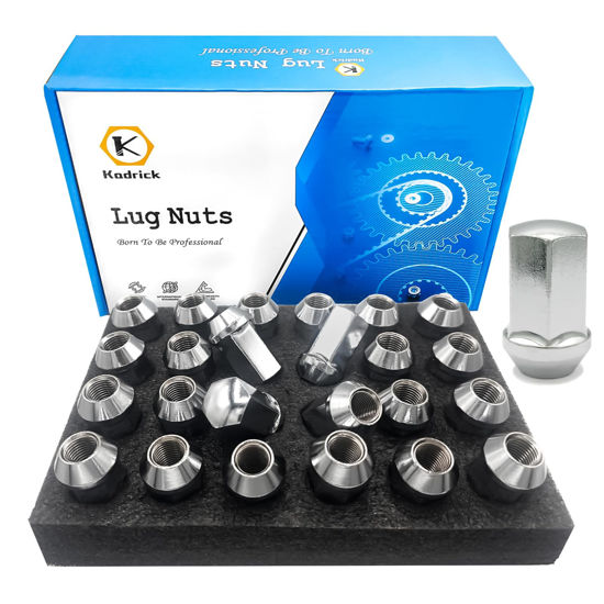 Picture of Kadrick 24pcs 14x1.5 Stock Lug Nuts 1.75 inch(45mm) Height 7/8" Hex(22mm), One-Piece Design Factory Wheel Lugnuts Compatible with Silverado & Tahoe GMC Sierra 1500 Buick Dodge Cadillac 6 Lug Wheels