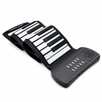 Picture of Lujex 61 Keys Roll Up Piano keyboard piano Upgraded Portable Rechargeable Electronic Hand Roll Piano With Environmental Silicone Piano Keyboard for Beginners (Black)