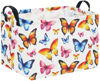 Picture of HIYAGON Rectangular Butterfly Basket Kids Storage Basket Empty Baby Girl Basket Toy Storage Bin Basket Organizer Box Rainbow Room Decor(Colorful Butterfly)