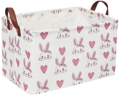 Picture of Essme Rectangular Basket,Rabbit Easter Basket for Kids Storage bin Organizer with Handles for Decor,Shelf Basket,Toy Organizer,Easter Gift.(Rabbit)