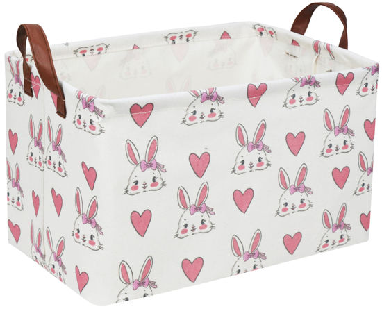 Picture of Essme Rectangular Basket,Rabbit Easter Basket for Kids Storage bin Organizer with Handles for Decor,Shelf Basket,Toy Organizer,Easter Gift.(Rabbit)