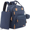 Picture of iniuniu Diaper Bag Backpack, 4 in 1 kit Large Unisex Baby Bags for Boys Girls, Waterproof Travel Back Pack with Diaper Pouch, Washable Changing Pad, Pacifier Case and Stroller Straps, Navy Blue