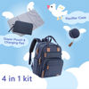 Picture of iniuniu Diaper Bag Backpack, 4 in 1 kit Large Unisex Baby Bags for Boys Girls, Waterproof Travel Back Pack with Diaper Pouch, Washable Changing Pad, Pacifier Case and Stroller Straps, Navy Blue