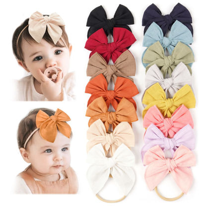 Picture of Niceye Pack of 12, Baby Girls Headbands Hair Bows Stretchy Nylon Hairbands for Newborn Infant Toddler Hair Accessories