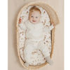 Picture of Konssy 2 Pack Muslin Fitted Bassinet Sheets for Baby Girl Boy, Soft Breathable Baby Bassinet Sheets Fit for Baby Bassinets, Cradle, Moses Basket Oval Rectangle Pad/Mattress (Chestnut, Posy)