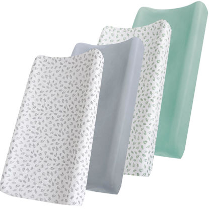 Picture of Changing Pad Cover, Diaper Changing Pad Covers 4 Pack, Fitted Baby Changing Table Sheets for 32''×16'' Change Table Pad, Cradle & Bassinet Sheets for Boys & Girls, Soft & Breathable