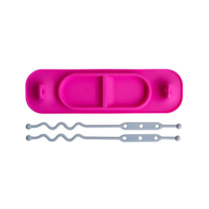 Picture of Busy Baby Silicone Mini Mat, Suction Placemat for Babies & Toddlers with Adjustable Tethers, Keeps Toys Off The Floor, Dishwasher Safe, BPA Free, Includes Travel Sleeve (Pink)
