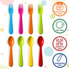 Picture of PLASKIDY Plastic Toddler Utensils Set of 12 Kids Utensils Forks and Spoons - BPA FREE/Dishwasher Safe Toddlers Silverware Set Brightly Colored Children's Safe Flatware Cutlery Set