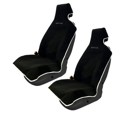 Picture of DryvaSeat - Premium Microfiber Towel Car Seat Cover - Waterproof & Sweatproof - Universal Fit, Machine Washable, Non-Slip - Seat Protector for Car, Truck, SUV, Van (Black, 2 Pack)