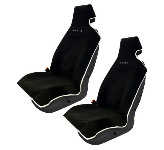 Picture of DryvaSeat - Premium Microfiber Towel Car Seat Cover - Waterproof & Sweatproof - Universal Fit, Machine Washable, Non-Slip - Seat Protector for Car, Truck, SUV, Van (Black, 2 Pack)
