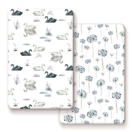 Picture of Pack n Play Sheets Fitted 2 Pack, Stretchy Ultra Soft Jersey Knit Pack and Play Sheets, Universal Fitted Portable/Mini Crib Mattresses Snug and Safe, Stylish Pattern for Boy and Girl