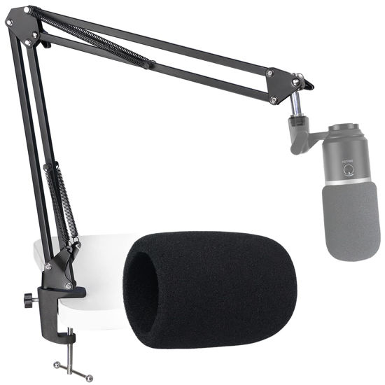 Picture of K669B Mic Boom Arm with Foam Windscreen, Suspension Boom Scissor Arm Stand with Pop Filter Cover Compatible with Fifine K669B Microphone by SUNMON