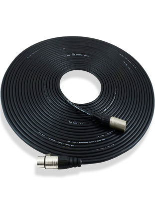 Picture of GLS Audio 50ft Mic Cable Patch Cords - XLR Male to XLR Female Black Microphone Cables - 50' Balanced Mike Snake Cord - Single