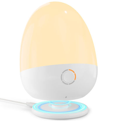 Picture of ZUZUKID Touch Night Light for Baby Nursery: Rechargeable Portable Kids Egg Nightlight Lamp with Feeding Timer for Todder Room, 3 Colors Temperatures Dimmable,Up to 200H(BPA-Free)
