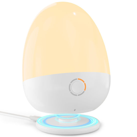 Picture of ZUZUKID Touch Night Light for Baby Nursery: Rechargeable Portable Kids Egg Nightlight Lamp with Feeding Timer for Todder Room, 3 Colors Temperatures Dimmable,Up to 200H(BPA-Free)