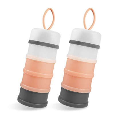 Picture of 2 Pack Baby Formula Dispenser on The Go, Portable Formula Container to Go, Non-Spill Stackable BPA Free Baby & Kids Snack Containers - Pink