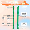 Picture of YONTY 8-Hole Soprano Descant Recorder Baroque Style Kids Music Flute with Cleaning Rod & Case Bag for School Student Home Entertainment - Green