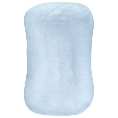 Picture of Hooyax Muslin Baby Lounger Cover Soft Organic Cotton Slipcover Fits Newborn Lounger for Baby Boys and Girls (Ice-Snow Blue)