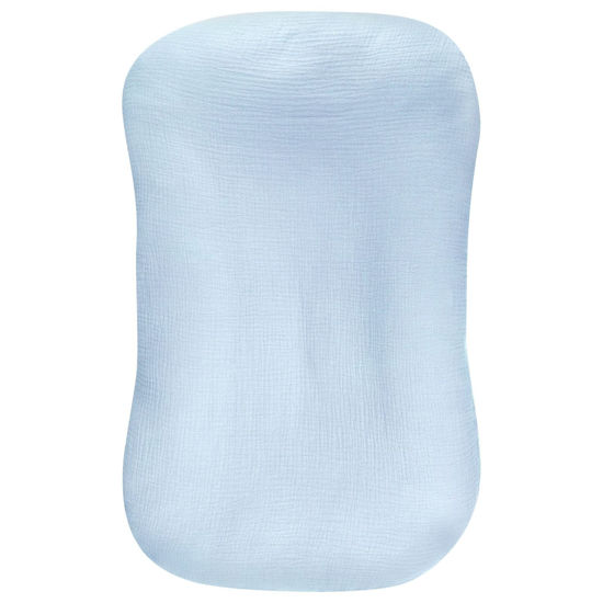 Picture of Hooyax Muslin Baby Lounger Cover Soft Organic Cotton Slipcover Fits Newborn Lounger for Baby Boys and Girls (Ice-Snow Blue)