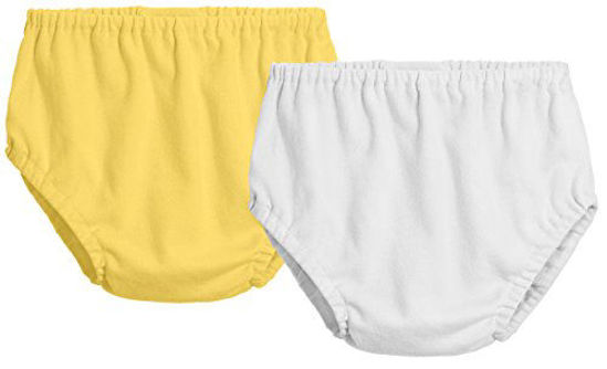 Picture of City Threads 2-Pack Baby Girls' and Baby Boys' Unisex Diaper Covers Bloomers Soft Cotton, White/Yellow, 12/18 m