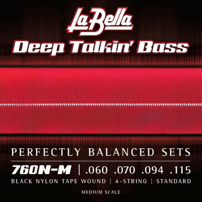 Picture of La Bella 760N-M Deep Talkin' Black Nylon Tape Wound Standard Medium Scale Bass Guitar String