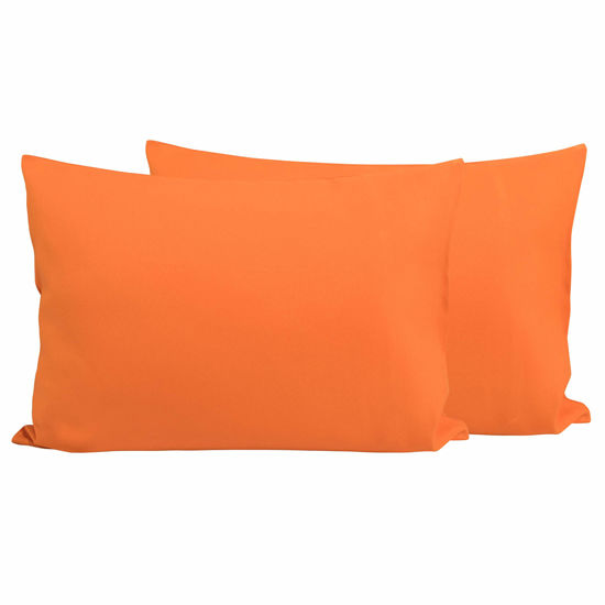 Picture of FLXXIE 2 Pack Microfiber Toddler Pillowcases, 14x20 Inches Fits Pillow Sized 12x16, 13x18 or 14x20, Soft and Cozy Small Travel Pillow Covers with Envelope Closure, Orange