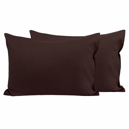 Picture of FLXXIE 2 Pack Microfiber Toddler Pillowcases, 14x20 Inches Fits Pillow Sized 12x16, 13x18 or 14x20, Soft and Cozy Small Travel Pillow Covers with Envelope Closure, Dark Brown