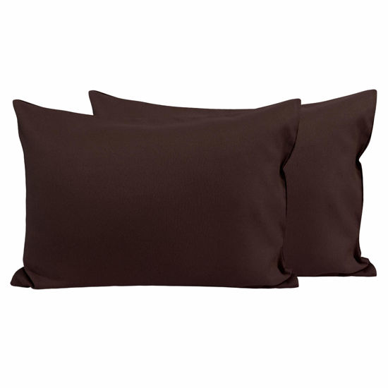 Picture of FLXXIE 2 Pack Microfiber Toddler Pillowcases, 14x20 Inches Fits Pillow Sized 12x16, 13x18 or 14x20, Soft and Cozy Small Travel Pillow Covers with Envelope Closure, Dark Brown