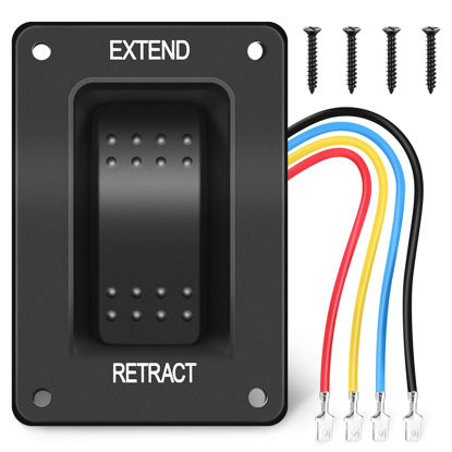 Picture of Nilight RV Electric Stabilizer Jack Switch Power Stabilizer Rocker Switch Extend Retract ON Off ON Momentary Waterproof Switch with Harness for RV Trailer Boat Truck Linear Actuator