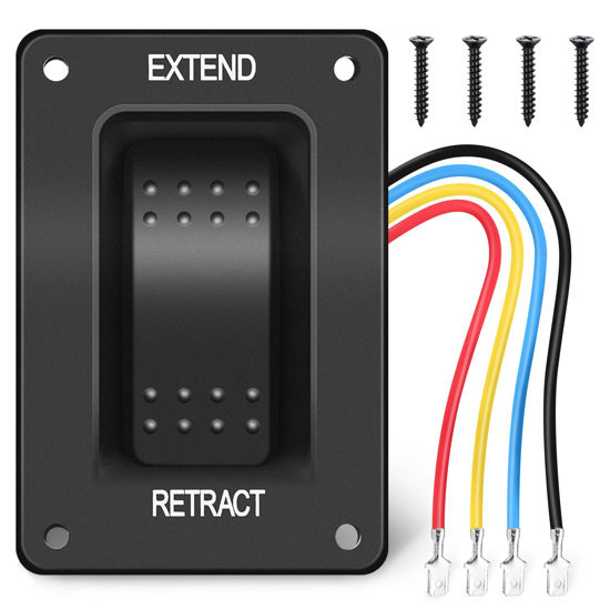 Picture of Nilight RV Electric Stabilizer Jack Switch Power Stabilizer Rocker Switch Extend Retract ON Off ON Momentary Waterproof Switch with Harness for RV Trailer Boat Truck Linear Actuator