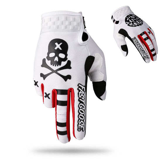 Picture of FASTGOOSE Dirt Bike Motorcycle Gloves Motocross Gloves Motorbike Riding Bike Gloves ATV MX MTB Off Road Racing Sports Cycling Glove (White, XX-Large)