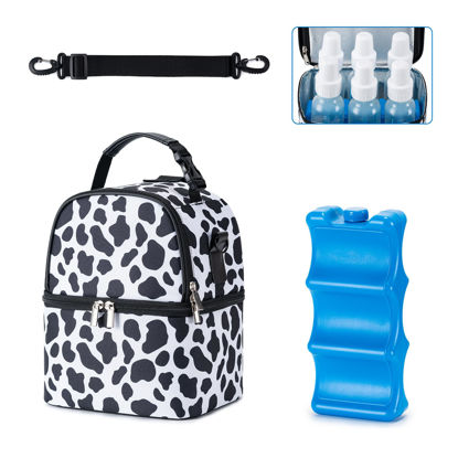 Picture of BABEYER Breastmilk Cooler Bag with Ice Pack Fits 6 Baby Bottles up to 9 Ounce, Breast Milk Pump Cooler Bag with Shoulder Strap for Nursing Mom Daycare, Work, Travel