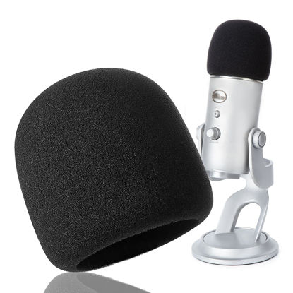 Picture of Foam Windscreen for Blue Yeti, Yeti Pro, MXL, Audio Technica and Other Large Microphones, Pop Filter Cover made from Quality Sponge Material by YOUSHARES (Black)