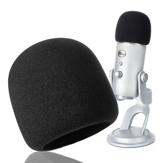 Picture of Foam Windscreen for Blue Yeti, Yeti Pro, MXL, Audio Technica and Other Large Microphones, Pop Filter Cover made from Quality Sponge Material by YOUSHARES (Black)