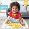 Picture of Bumkins Bibs for Girl or Boy, SuperBib Baby and Toddler for 6-24 Months, Essential Must Have for Eating, Feeding, Baby Led Weaning, Mess Saving Catch Food, Waterproof Soft Fabric, 2-pk Wonder Woman