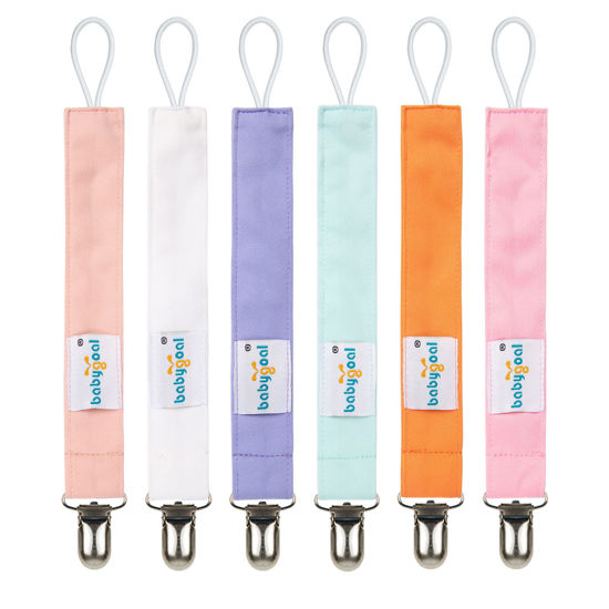 Picture of Babygoal Girl Pacifier Clips, 6 Pack Solid Color Pacifier Holder Clips for Boys and Girls Fits for Most Pacifier Styles and Baby Gift 6MP23