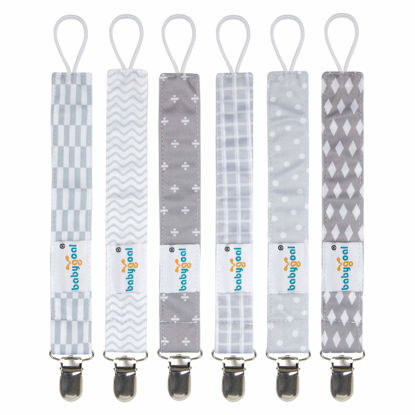 Picture of Babygoal Pacifier Clips, 6 Pack Pacifier Holder for Boys and Girls Fits for Most Pacifier Styles & Baby Toys and Baby Gift 6MP09