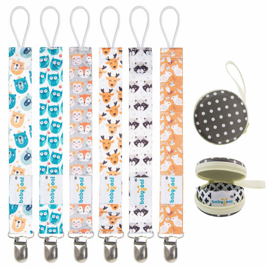 Picture of Babygoal Pacifier Clips, 6 Pack Pacifier Holder for Boys and Girls Fits Most Pacifier Styles &Teething Toys Pacifier Clips for Boys and Girls 6PBM01
