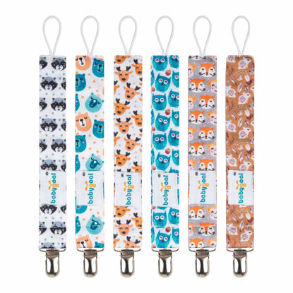 Picture of Babygoal Animal Pacifier Clips, 6 Pack Pacifier Holder for Boys and Girls Fits Most Pacifier Styles &Teething Toys and Pacifier Holder for Boys 6MP18