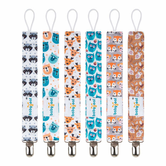 Picture of Babygoal Animal Pacifier Clips, 6 Pack Pacifier Holder for Boys and Girls Fits Most Pacifier Styles &Teething Toys and Pacifier Holder for Boys 6MP18