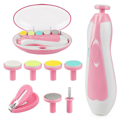 Picture of OTTOLIVES Baby Nail Trimmer Electric Newborn Toddler, Safe Baby Nail Clippers Set with Light and 6 Replacement Heads, Baby Nail File Trim Polish Toes Fingernails Care Infant Essentials (Pink)