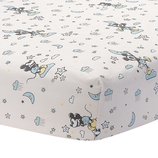 Picture of Lambs & Ivy Disney Baby Moonlight Mickey Mouse Fitted Crib Sheet - White