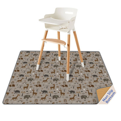 Picture of Blissful Diary Baby Splat Mat for Under High Chair, 50.4 x 50.4 Inch Wipeable Splash Mat, Waterproof and Washable, Anti-Slip Floor Protector, Elephant&Giraffe