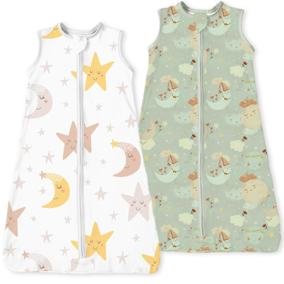 Picture of TOTBASIC Sleep Sack 18-24 Months, Light Wearable Blanket Baby Sleeping Bag with 2-Way Safe Zippers, Soft Sleepsacks for Babies,2-Pack,0.5 TOG