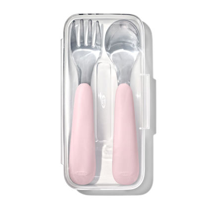 Picture of OXO Tot On-The-Go Fork and Spoon Set - Blossom