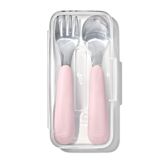 Picture of OXO Tot On-The-Go Fork and Spoon Set - Blossom