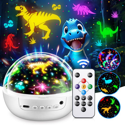 Picture of COOLNIGHT Night Light for Kids, 3 Films+93 Lighting Kids Night Light Projector, 3 Brightness Dinosaur Toys for Kids 3-5, 360°+Remote+Timer Dinosaur Night Light, Kids Projector Night Light for Kids
