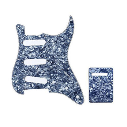 Picture of Musiclily SSS 11 Holes Strat Electric Guitar Pickguard and BackPlate Set for Fender US/Mexico Made Standard Stratocaster Modern Style Guitar Parts,4Ply Pearl Grey