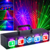 Picture of KeoBin DJ Lights for Parties, Pro 6 in 1 DMX & Sound Activated Laser Light Show Machine with Disco Ball Light, RGBW & UV Strobe Party Lights Indoor for Rave Club Dance Bar Gig DJ Lighting