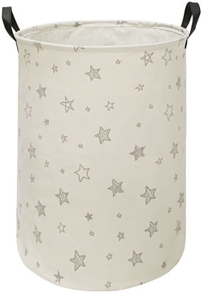 Picture of HUAYEE Gray Star Laundry Basket Cloth Hamper Multipurpose Storage Bin Canvas Material Water-proof Organization Basket for Toys Laundry Hamper (Gray star)